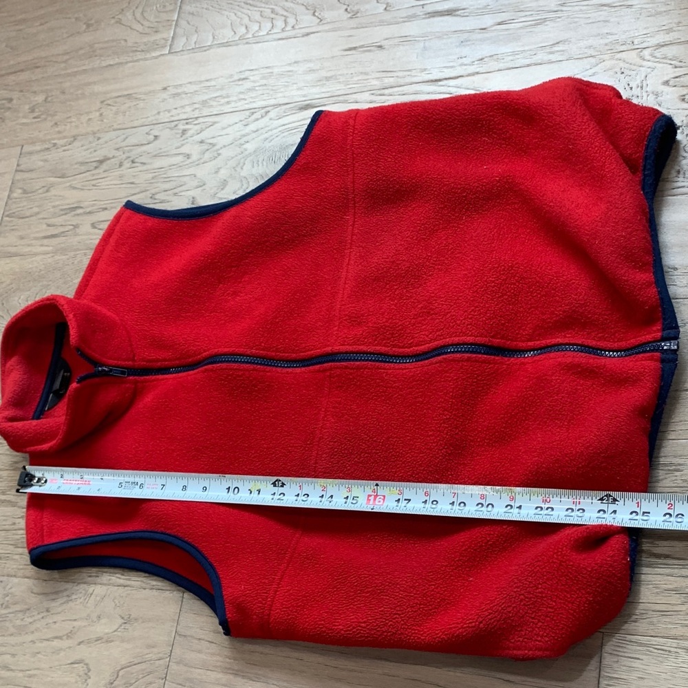 Vintage LL Bean Outdoor Men’s Medium Fleece Full Zipper Vest Made USA Red - Picture 7 of 7